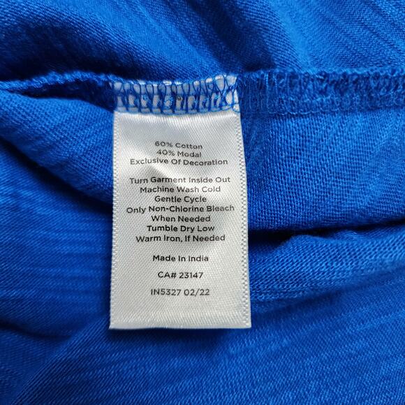 Talbots Womens Eyelet Slub Knit Fit & Flare Dress Size Small Blue Flutter Sleeve - Picture 7 of 10